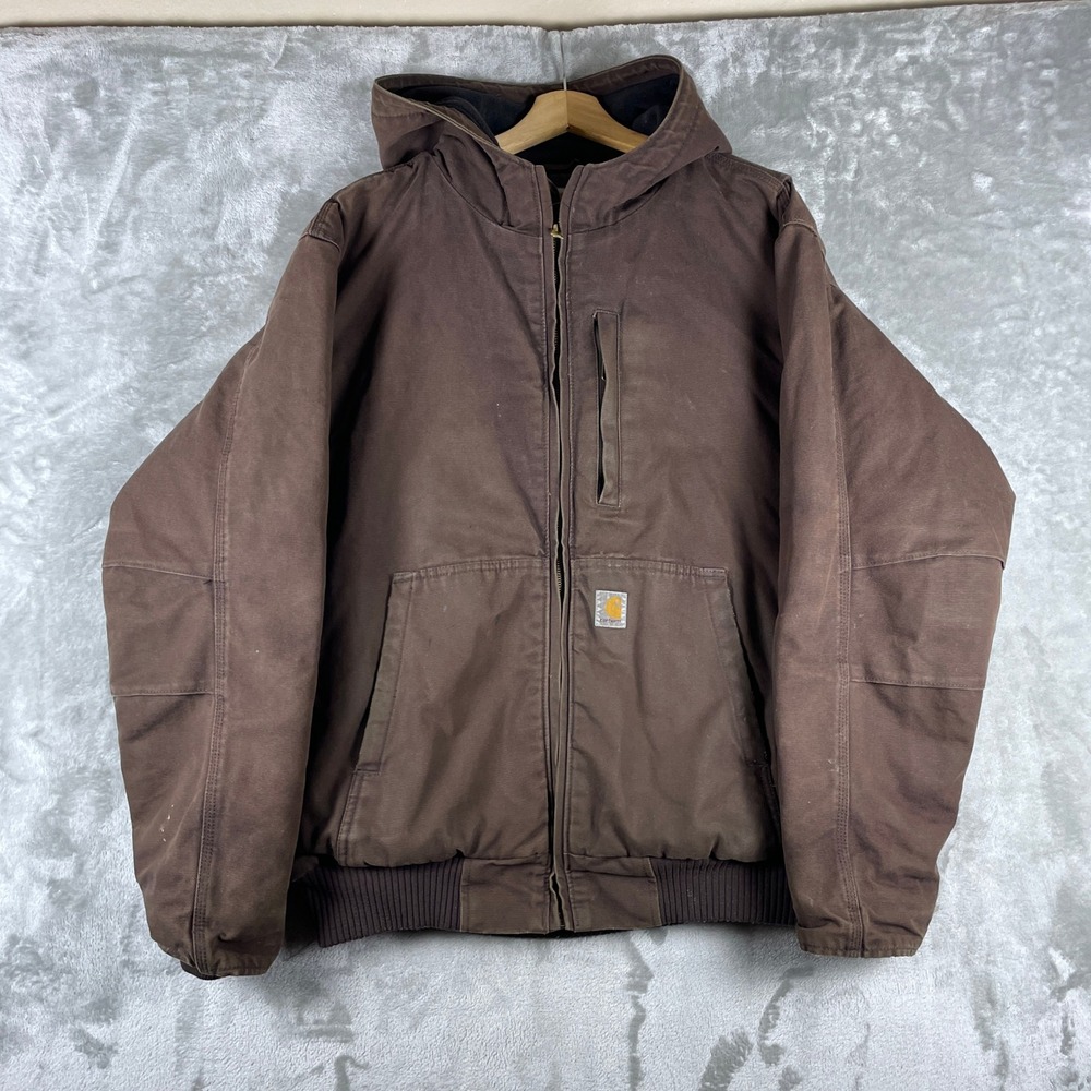 Carhartt Full Swing Armstrong Active Jacket Men XL Brown Hooded Canvas 103371